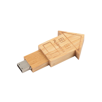 Custom Logo House hình dạng gỗ USB Flash Drive với gỗ tự nhiên cho quà tặng kinh doanh