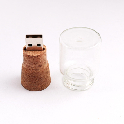 16 GB 32GB 64 GB Ổ đĩa USB Flash bằng gỗ Chai đựng rượu thủy tinh có hình Nút chai
