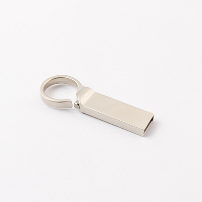 Logo tùy chỉnh Bạc Matt Metal USB Flash Drive 2.0 64GB 128GB 20MB / S Với Keyring