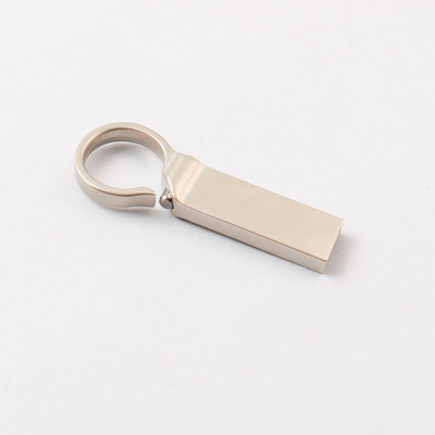 Logo tùy chỉnh Bạc Matt Metal USB Flash Drive 2.0 64GB 128GB 20MB / S Với Keyring