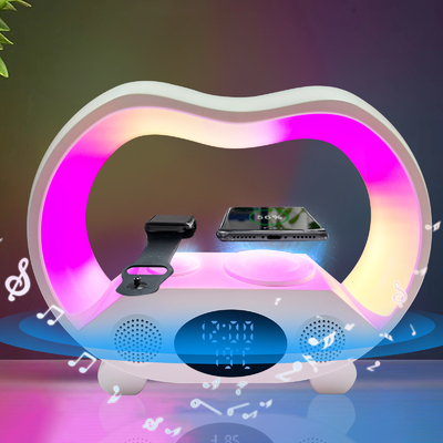 15W sạc nhanh loa Sạc không dây với đèn màu và vật liệu ABS Bluetooth