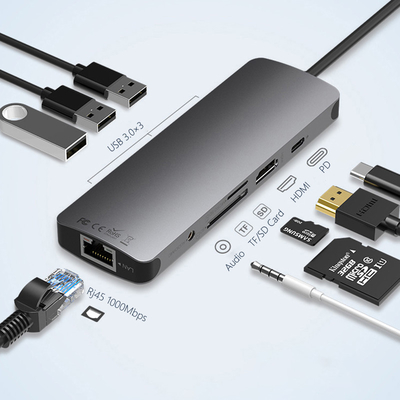 USB 3.0 Station Usb C Hub Smart Adapter / Memory Card Hub với tốc độ truyền dữ liệu 5Gbps