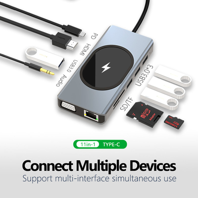 Multi-Port Data Transfer Adapter Hub 11 trong một Tốc độ truyền lên đến 5Gbps hỗ trợ nhiều cổng