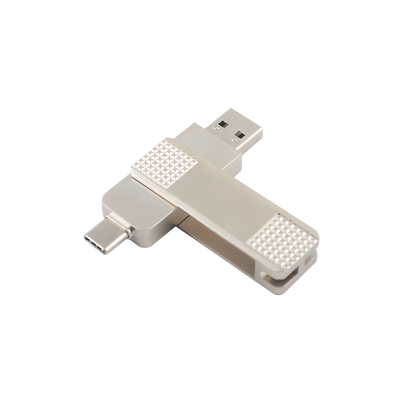 Silver Type C Metal USB Flash Drive có thể quay 360 độ với bảo vệ mật khẩu