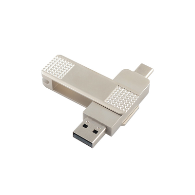 Silver Type C Metal USB Flash Drive có thể quay 360 độ với bảo vệ mật khẩu