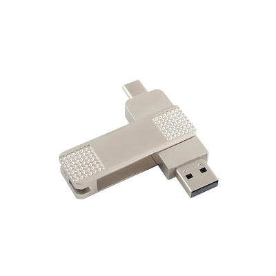 Silver Type C Metal USB Flash Drive có thể quay 360 độ với bảo vệ mật khẩu