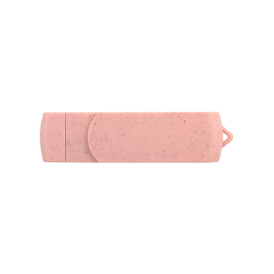 Loại C USB Flash Drive Nhựa màu hồng với rơm vật liệu tái chế và logo tùy chỉnh