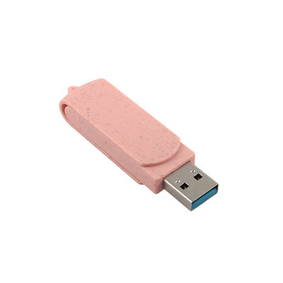 Loại C USB Flash Drive Nhựa màu hồng với rơm vật liệu tái chế và logo tùy chỉnh