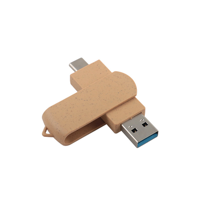 Tùy chỉnh Vibrant Beige USB với Laser khắc Logo vật liệu tái chế