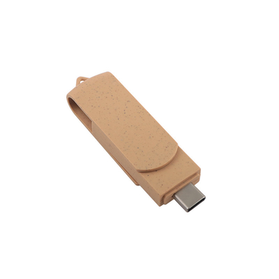 Tùy chỉnh Vibrant Beige USB với Laser khắc Logo vật liệu tái chế
