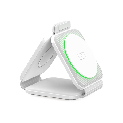 Bộ sạc không dây từ ba trong một có thể gập lại Abs nhựa cho iPhone iWatch và nhiều hơn nữa
