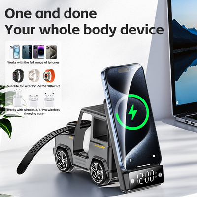 Máy sạc không dây hình ô tô màu cam màu cam cho iPhone Airpods IWatch 225G đầu ra 9V/1.67A