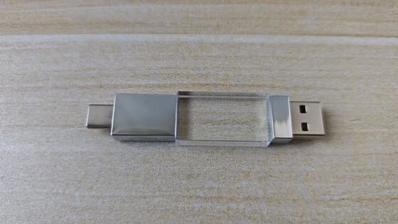 Crystal Usb 3.0 USB A với loại C Cả hai cổng đọc rất nhanh Phần tinh thể có thể khắc Logo Phần kim loại có thể Laser Logo bên trong có hai chip Flash