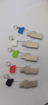 Ổ USB flash loại c có usb A vỏ kim loại dây xích nhỏ có thể laser và in logo tốc độ nhanh 3.2 usb và 3.1 usb