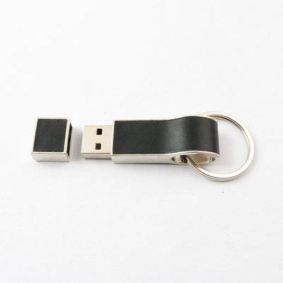 Ổ USB Flash Da Màu Đen Có Vòng Chìa Khóa Tốt Tạo Logo Tốc Độ Nhanh USB 2.0 Và 3.0