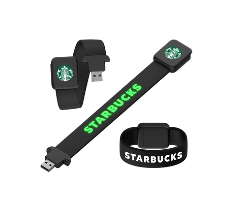 Sáng bóng khi đọc trên máy tính Vòng đeo tay silicon USB có đèn LED Logo Laser