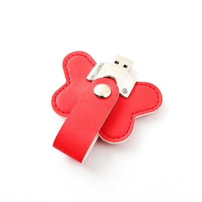 Ổ đĩa flash USB bằng da hình hoa 32GB 256GB Logo dập nổi