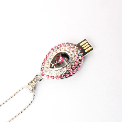 Trái tim hình như nước giọt vòng cổ Thủy tinh USB Stick với chip ẩn bên trong