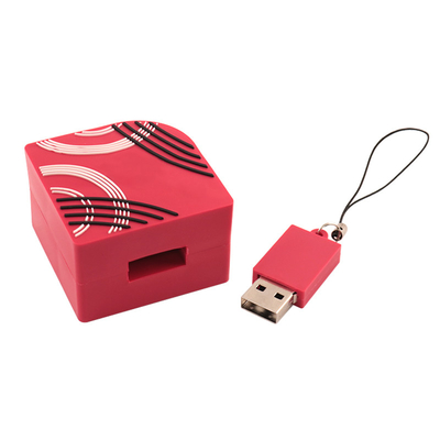 Động cơ flash USB silicone tùy chỉnh in đầy đủ màu sắc hình chữ nhật 128GB dung lượng