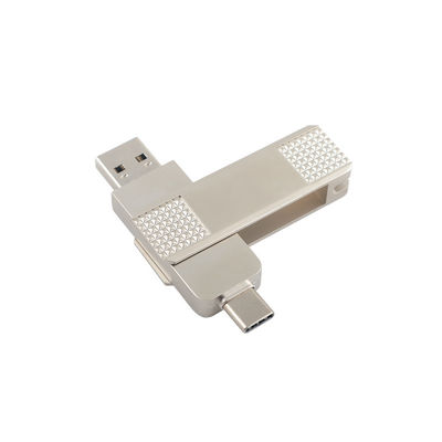 Silver Type C Metal USB Flash Drive có thể quay 360 độ với bảo vệ mật khẩu