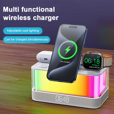 Bộ sạc không dây có khả năng Qi và loa Bluetooth có ánh sáng đầy màu sắc tương thích Các thiết bị có khả năng Qi