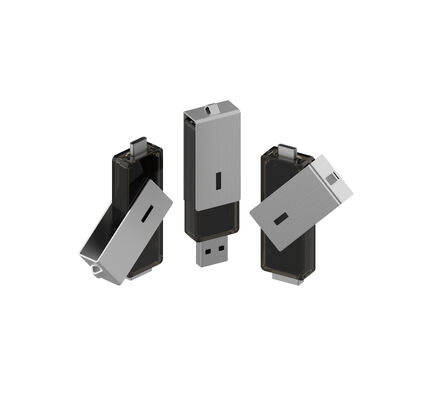 Kẹp USB Bạc Có Thể Xoay 360 Độ Và USB A Và TYPE C Cả Hai đều có thể là Ổ Đĩa Flash USB Mở Rộng