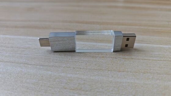 Crystal Usb 3.0 USB A với loại C Cả hai cổng đọc rất nhanh Phần tinh thể có thể khắc Logo Phần kim loại có thể Laser Logo bên trong có hai chip Flash