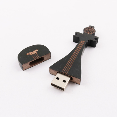 Ổ đĩa flash bằng gỗ 15MB/S 32GB 128GB Bộ nhớ hình đàn guitar Tốc độ nhanh