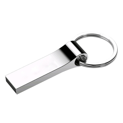 ODM 32GB 64GB 128GB Silver Metal Ổ USB Bộ nhớ đầy đủ với móc khóa