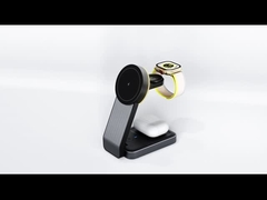 Sạc không dây có thể gập lại 3 trong một Sạc nhanh 15W Đen và Trắng